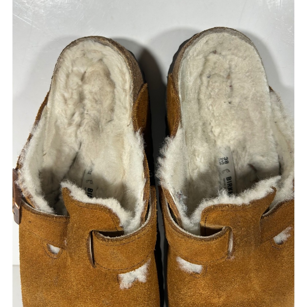 Birkenstock Boston Shearling Clogs Slipper Mink Suede Mules EU 38 W7.5 Brown - Picture 4 of 6